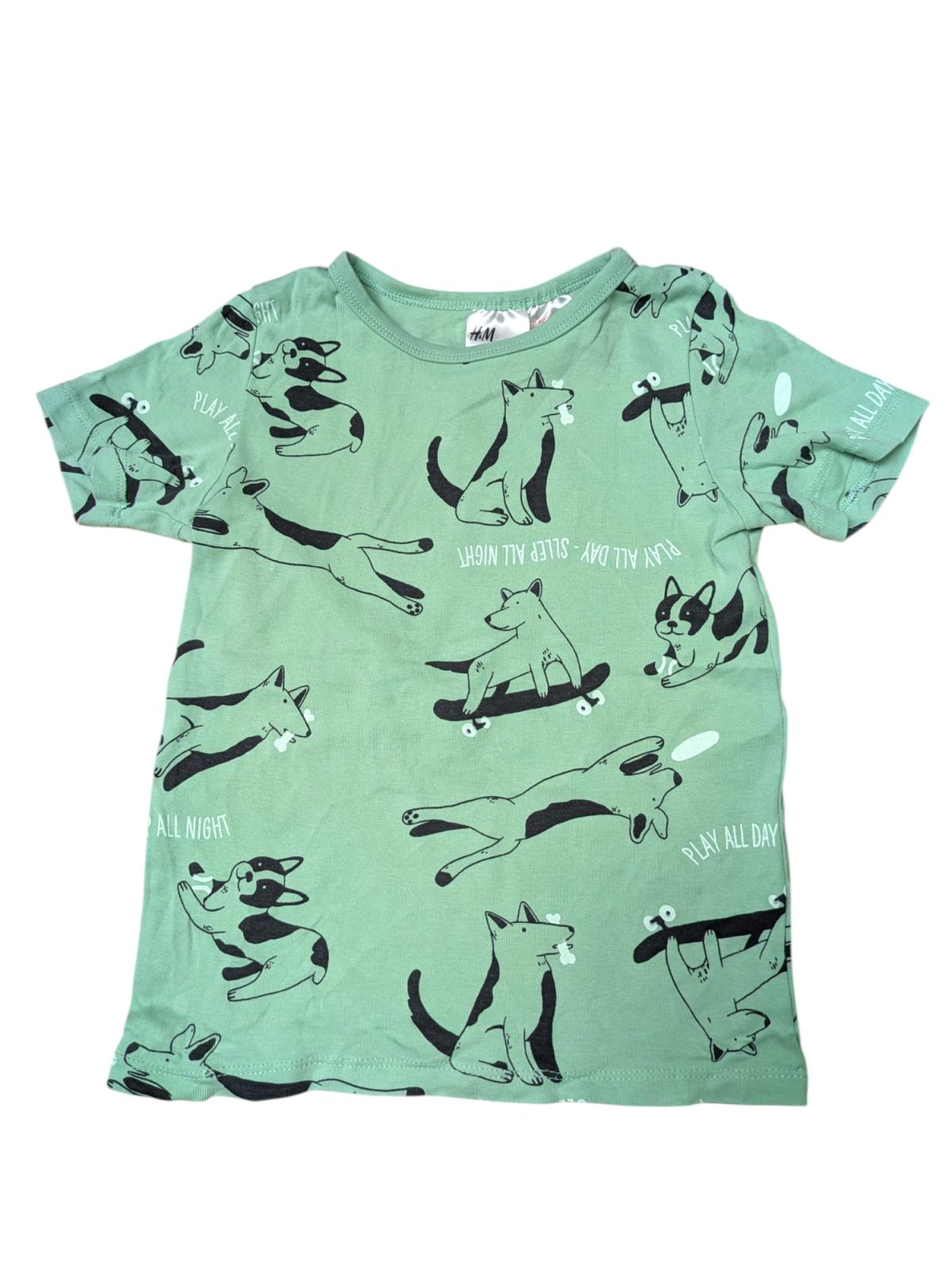 Zelinkavé triko s pejsky pro kluky secondhand H&M