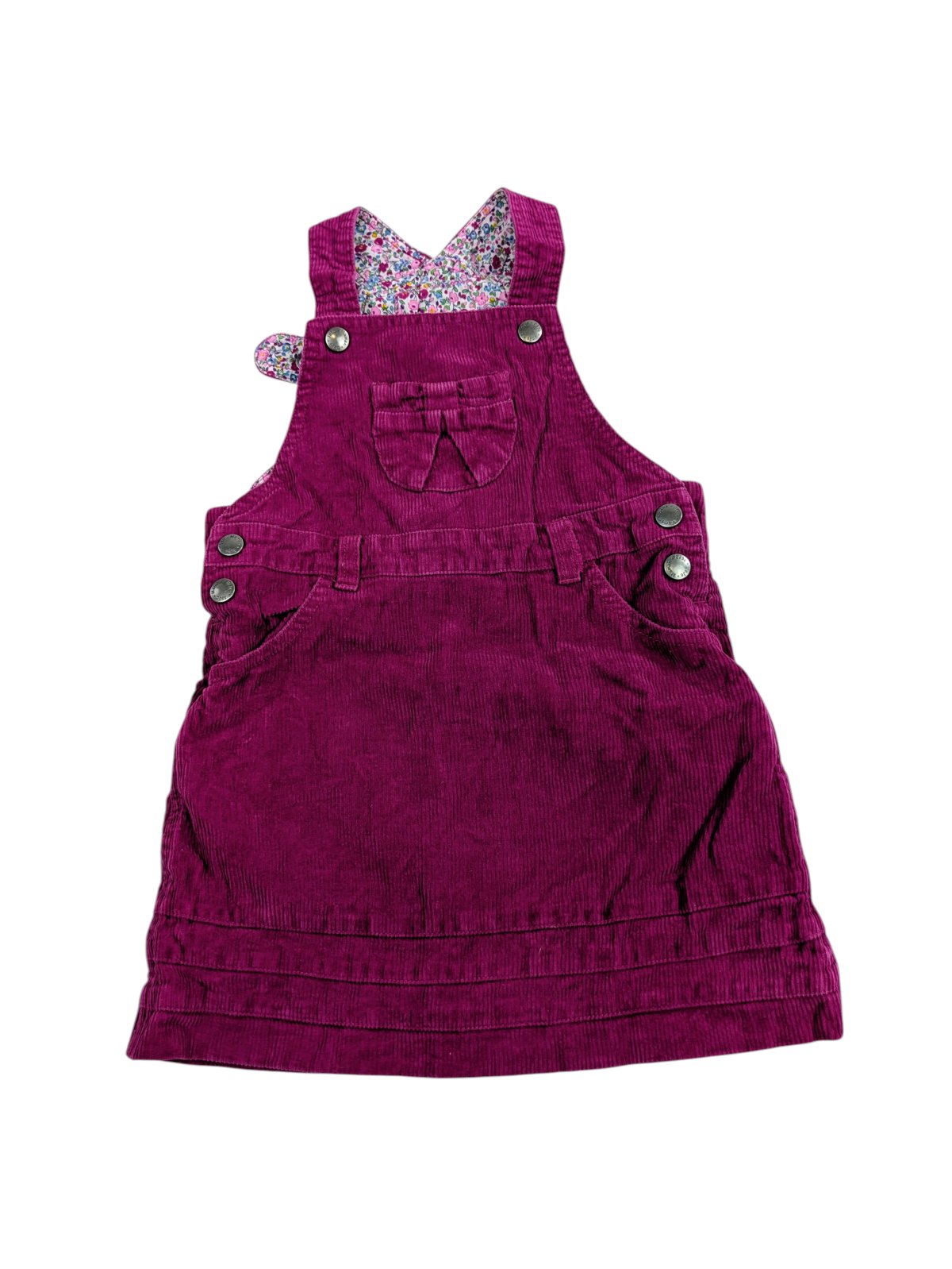 Fialové šaty pro holky z manžestru s kšandami secondhand