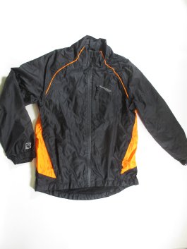 Černo oranžová šustáková bunda pro kluky secondhand