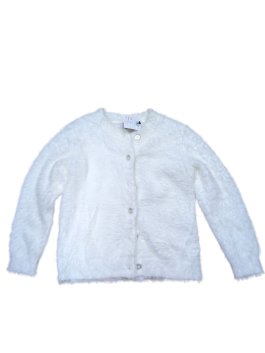 Bílý chlupatý svetr na zapínání pro holky secondhand girlswear