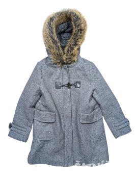 Šedý kabát s kožichem pro holky secondhand Zara